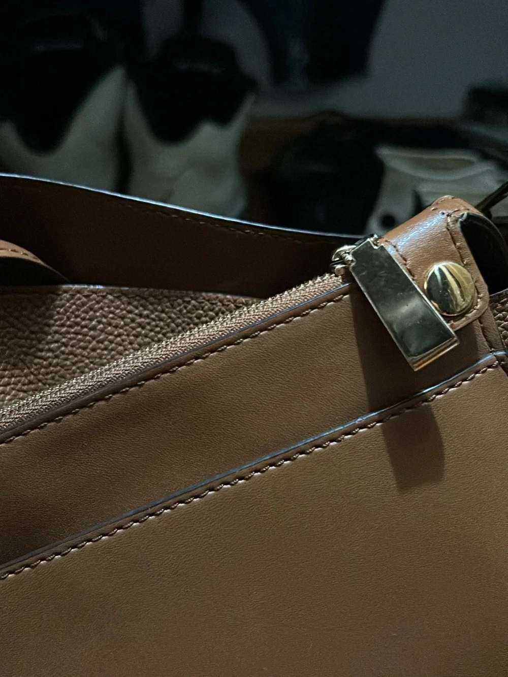 Michael Kors Tan Pebbled Leather Drawstring bucket Bag